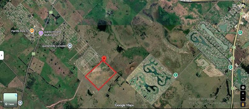 Fracción de 57 has en venta en Ezeiza, Canning, con acceso desde Ruta 52.