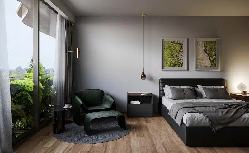 Departamento con balcón en Caballito. Edificio con amenities 4