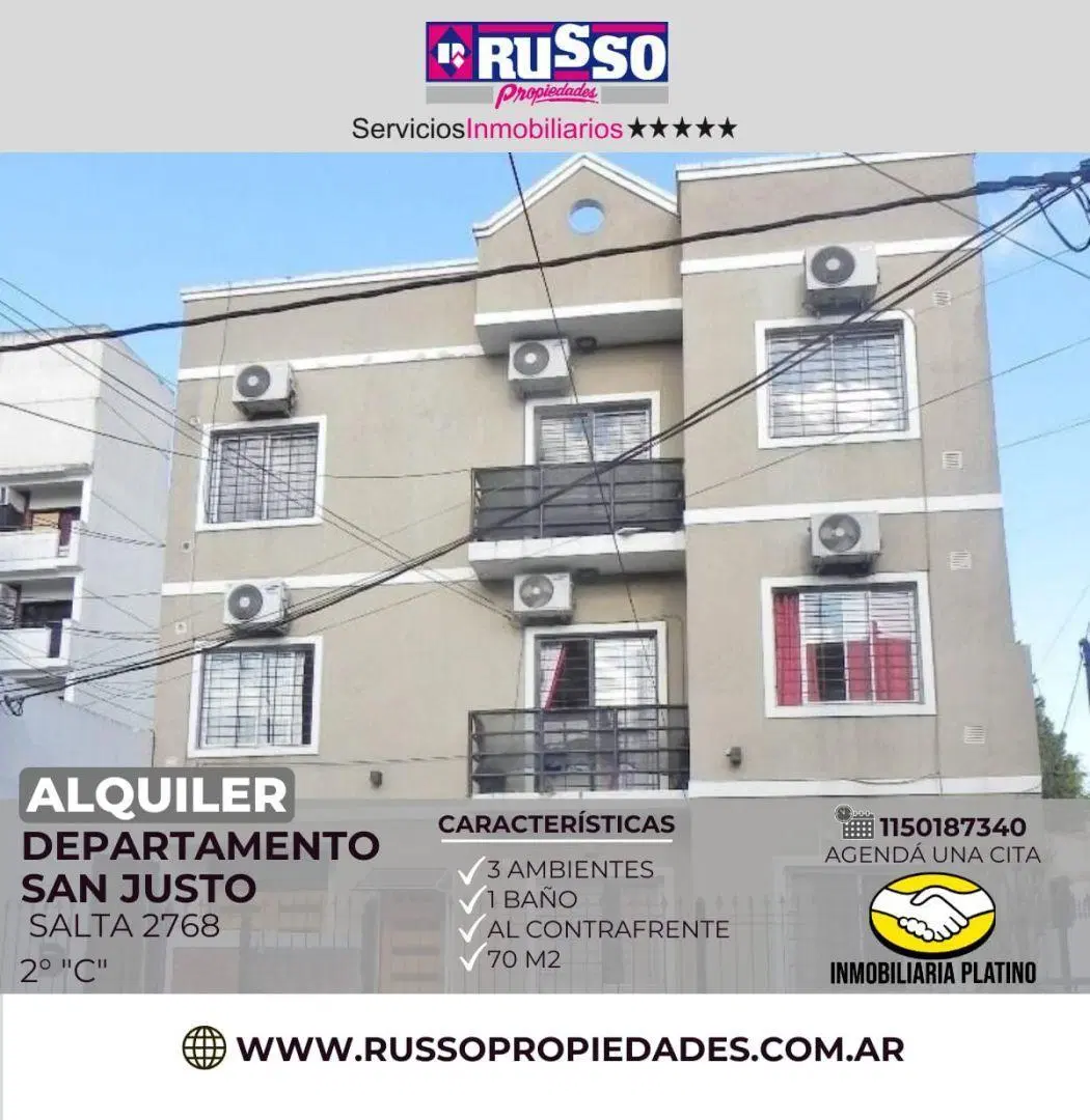 Alquiler departamento 3 ambientes San Justo 1