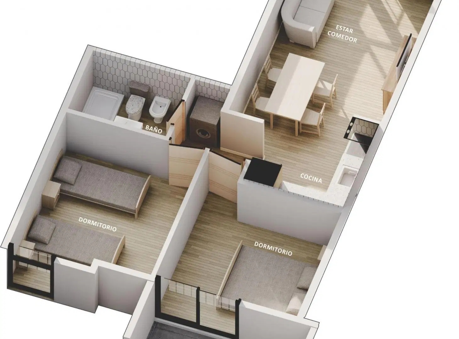 DEPARTAMENTO DE 1 DORM CON BALCÓN EN POZO 3