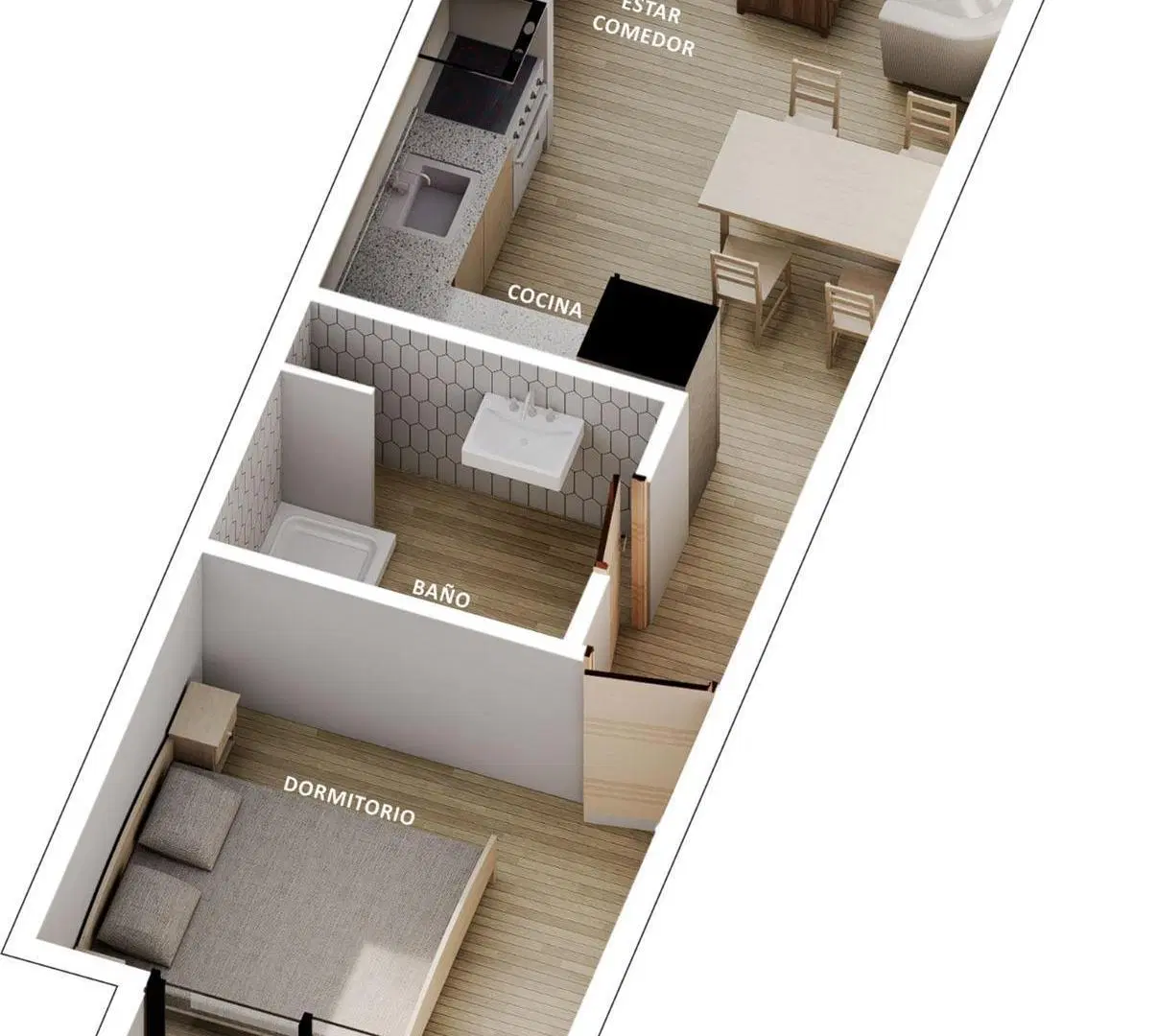DEPARTAMENTO DE 1 DORM CON BALCÓN EN POZO 4