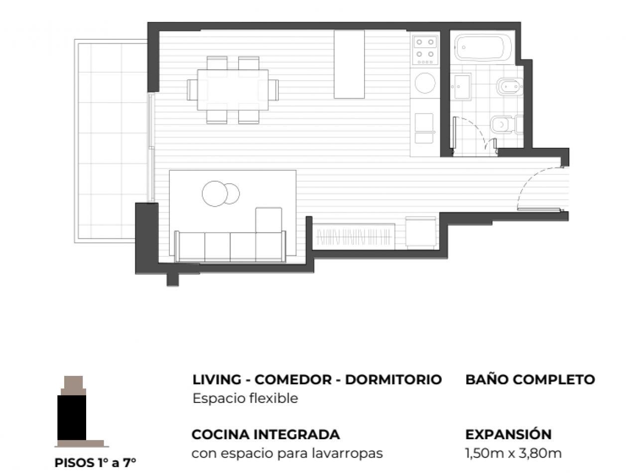 Belgrano R/ Coghlan - Manuel Ugarte 3200 - PREVENTA Monoambiente Loft al frente con amenities! Adela