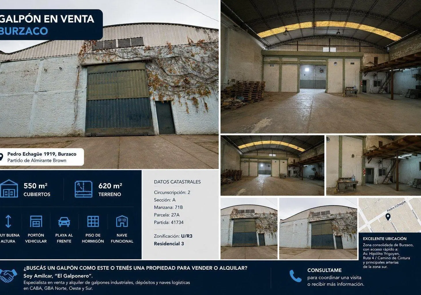 Galpón en Venta en Burzaco | 550 m² Cubiertos | Excelente Altura y Playa al Frente 2