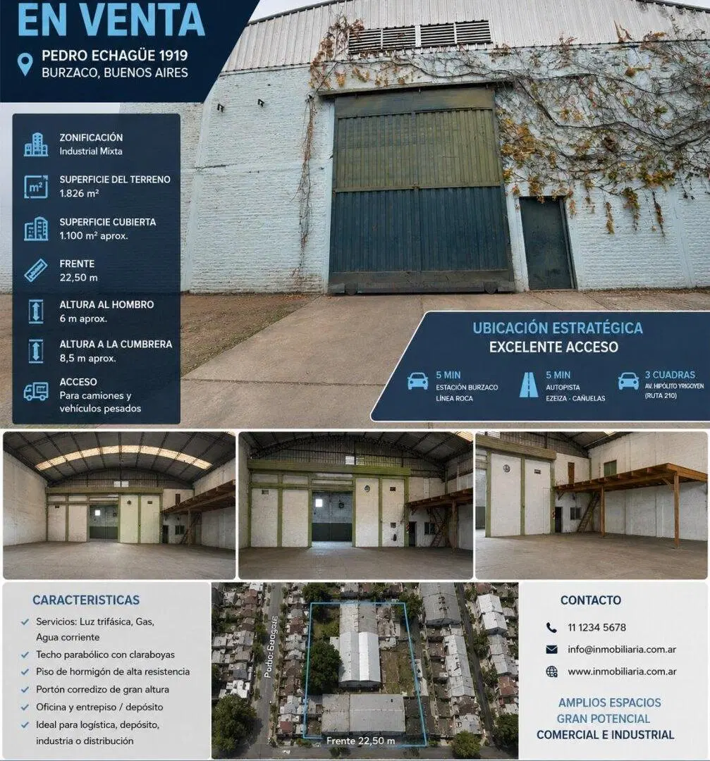 Galpón en Venta en Burzaco | 550 m² Cubiertos | Excelente Altura y Playa al Frente 5