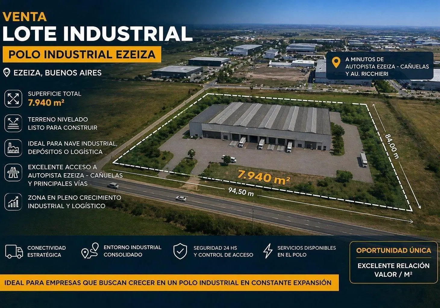 Venta Lote Industrial Ezeiza 7940 m2 Polo Industrial Ideal Depósito Logística 3