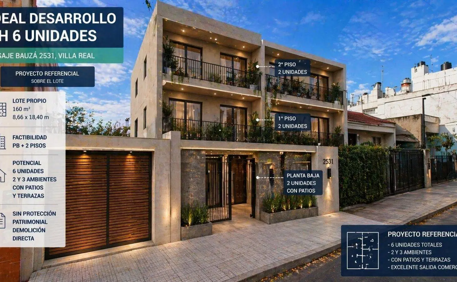 Venta Lote Villa Real 8,66 Frente Ideal PH 6 Unidades  acepta financiacion 5