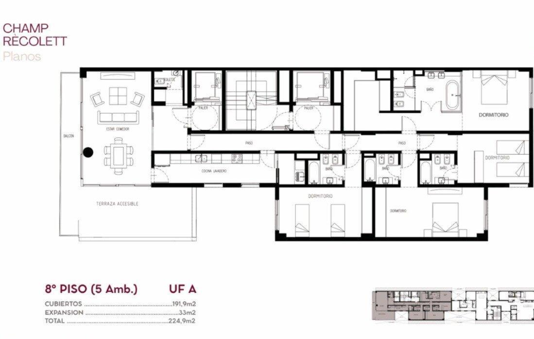 Foto de Venta semipiso 5 ambientes nuevo a estrenar Recoleta Champ Récolett, imagen 2