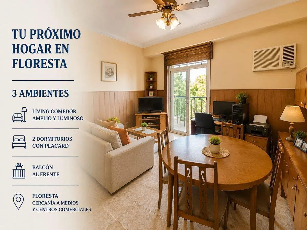 VENTA DEPARTAMENTO 3 AMBIENTES FLORESTA BALCON 3