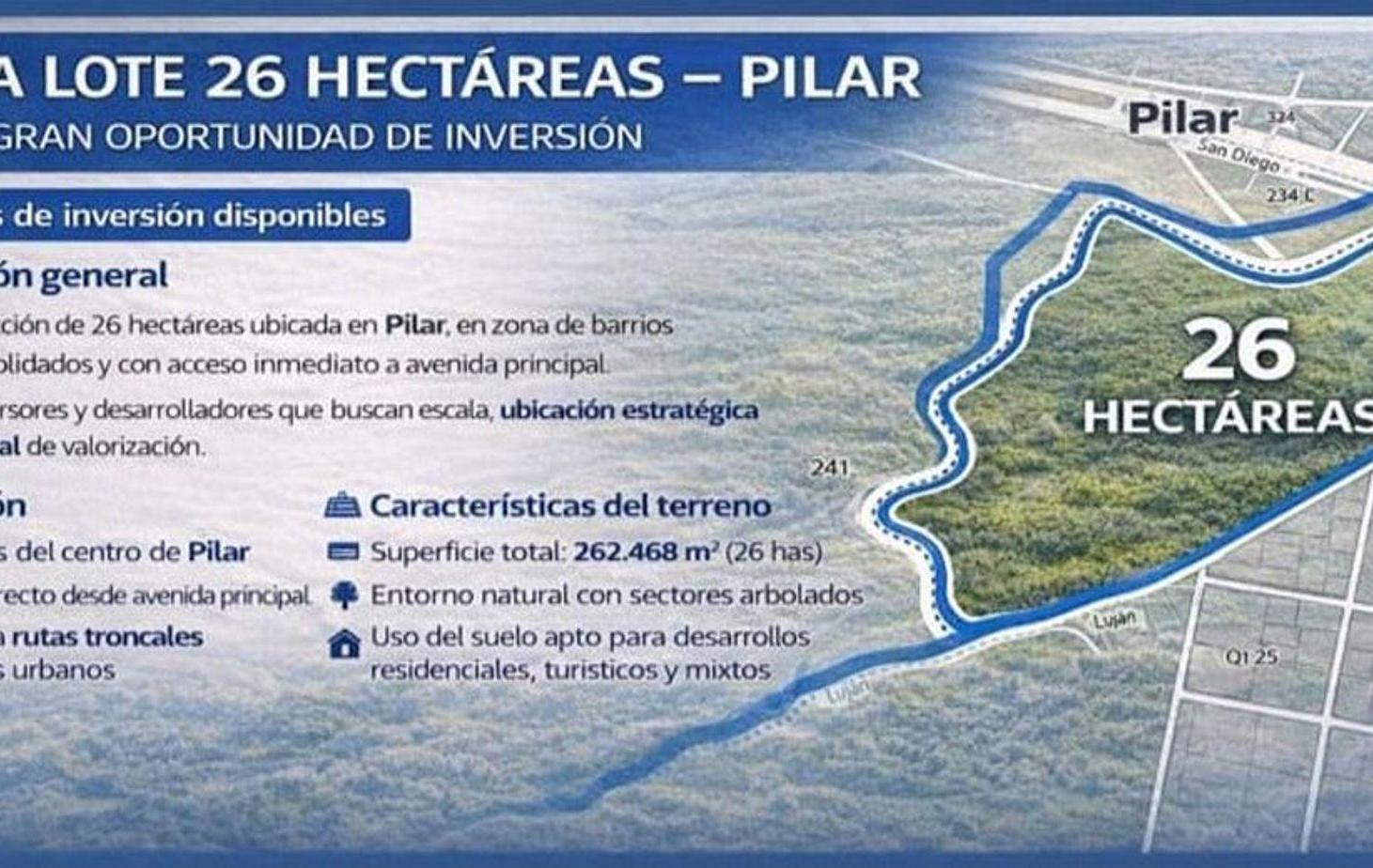 VENTA LOTE 26 HAS PILAR OPORTUNIDAD INVERSION