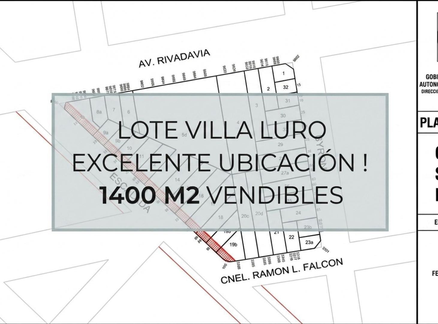 LOTE EN VENTA VILLA LURO 1400 M2 VENDIBLES