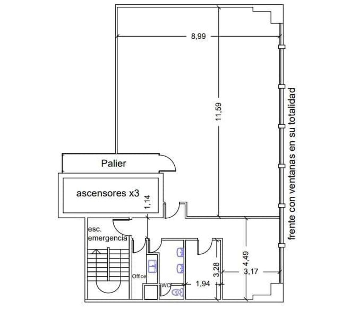 Alquiler - Oficina - Microcentro - San Nicolás - 133 m2 - semipiso alto - planta libre - 1 cochera