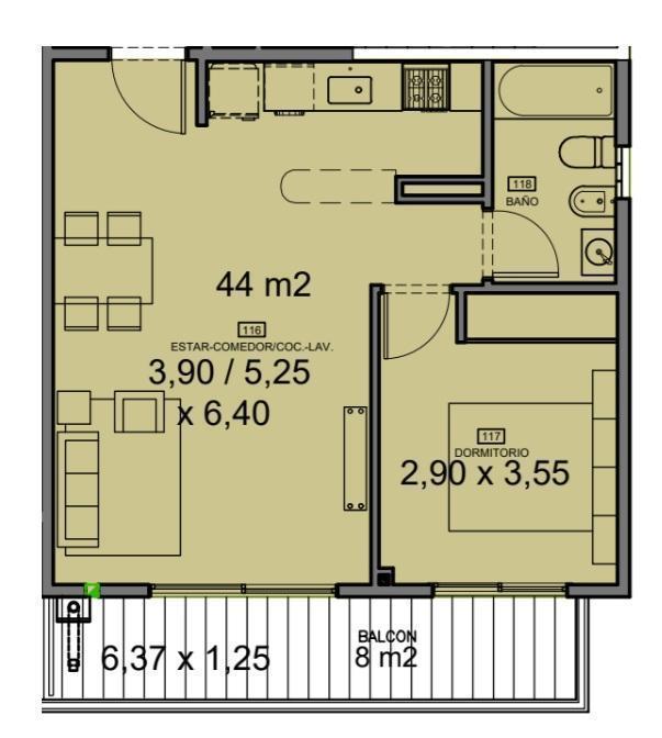 Departamento de Categoría A Estrenar – 2 Ambientes – Terrazas de Núñez