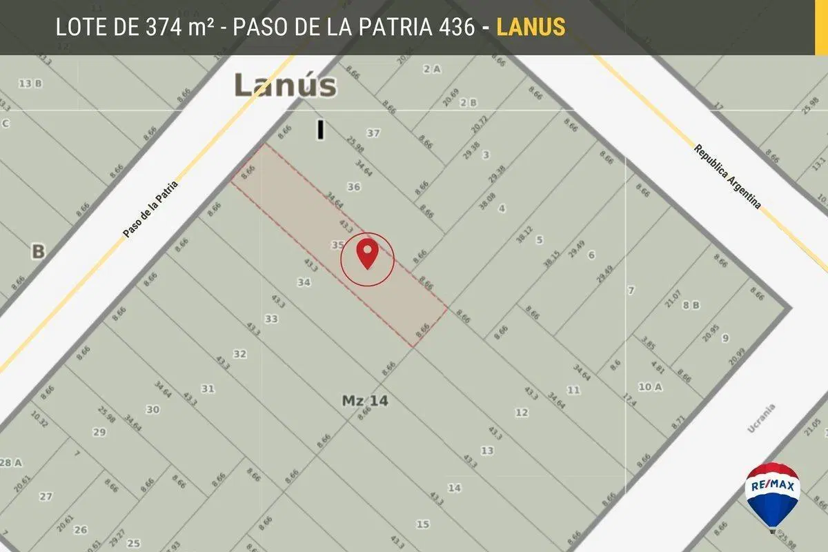 Venta de lote 374mts2  Valentin Alsina - Lanus 2