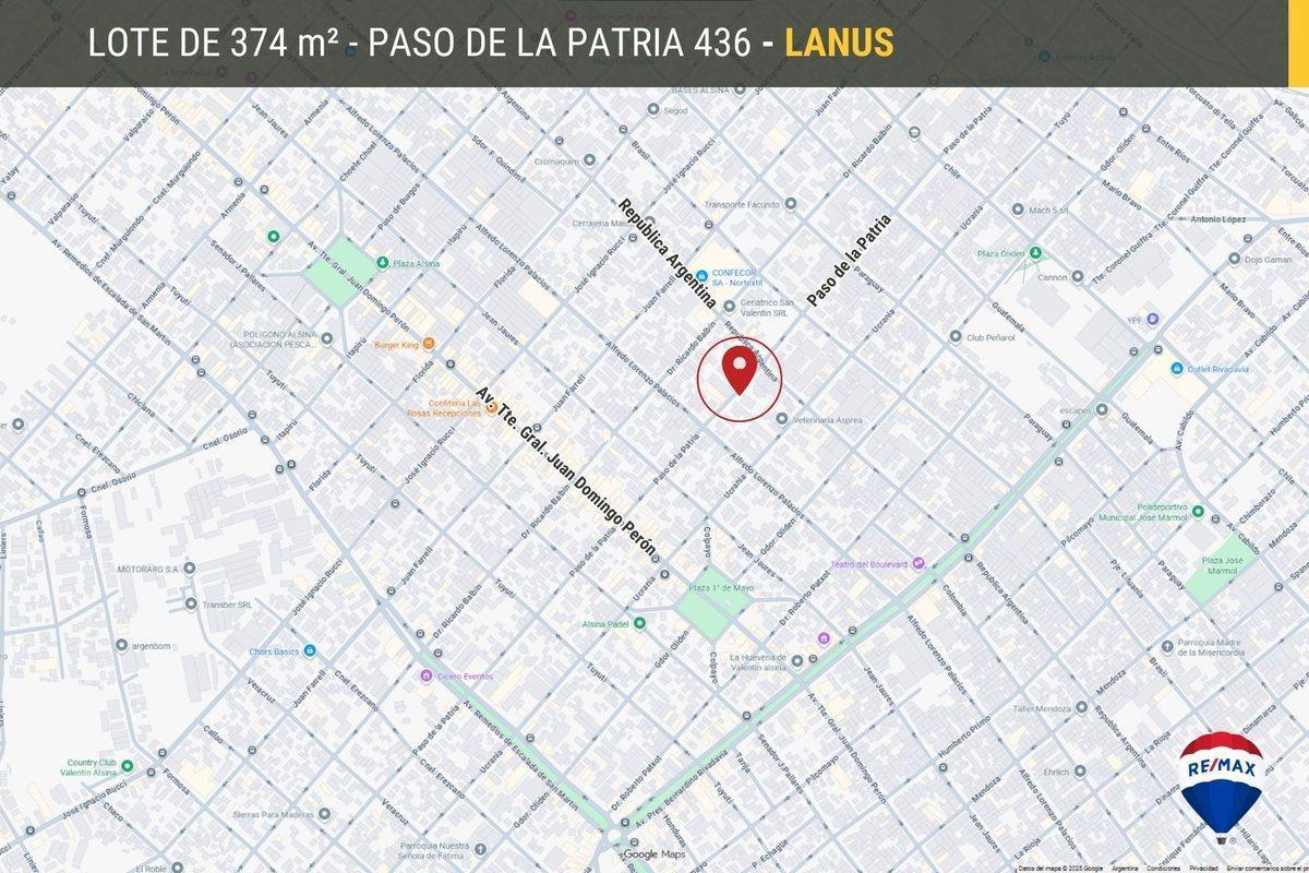 Foto de Venta de lote 374mts2 Valentin Alsina - Lanus, imagen 2