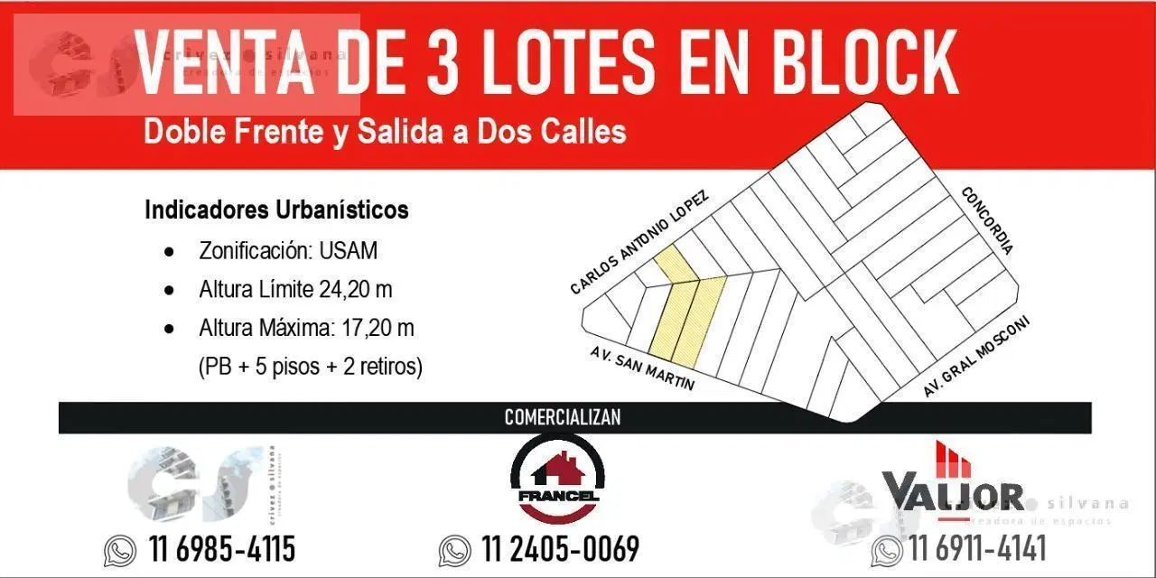 Venta terreno - 3 lotes en bloque - USAM - en Villa Devoto 2