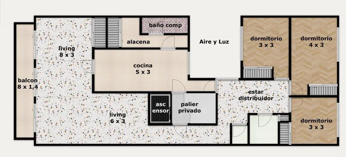 Venta piso 4 ambientes balcón Caballito 2