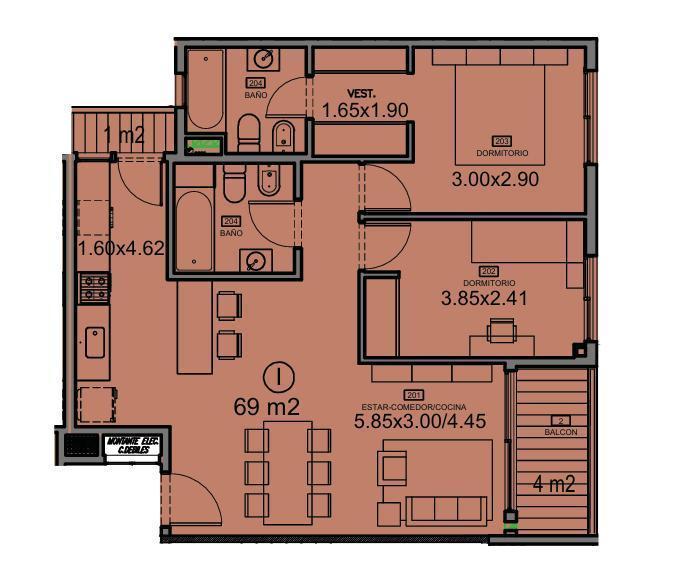 Departamento 3 ambientes a estrenar