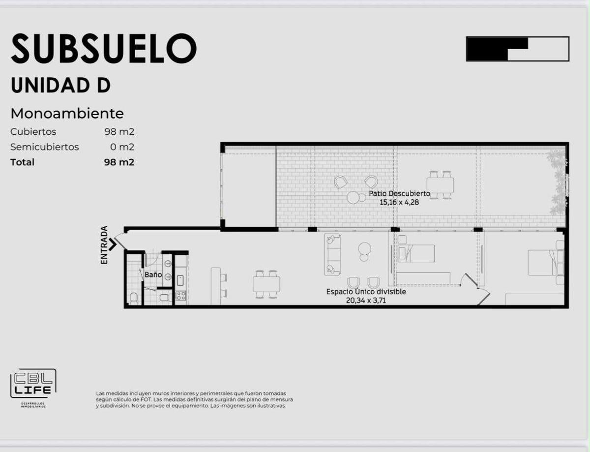 Foto de Loft de 98 en Subsuelo con jardín propio de 50 m2, imagen 2