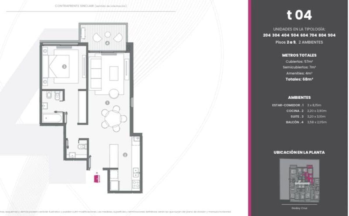 VENTA PALERMO DEPTO 2 AMB 68 M T  BALCON AMENITIES