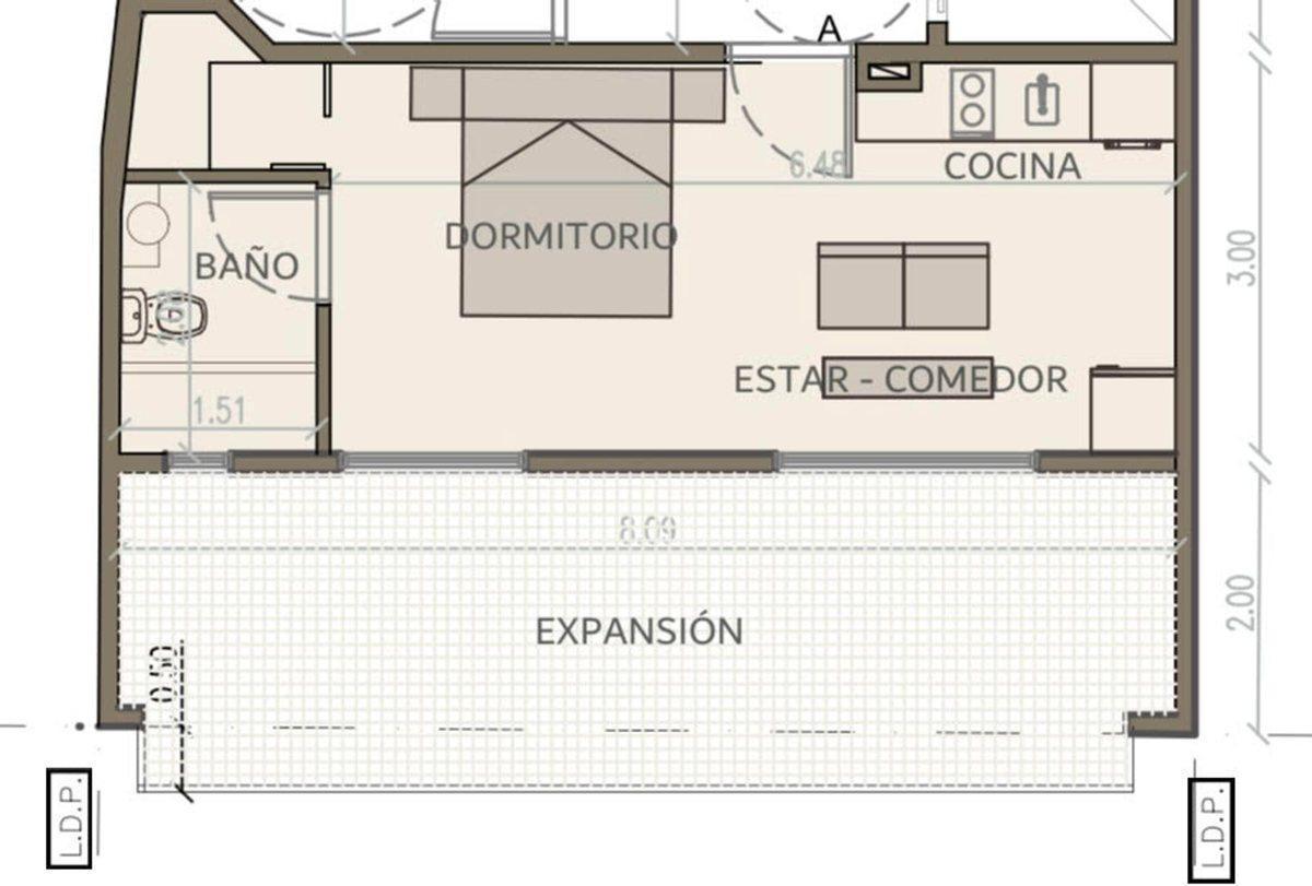 Venta Monoambiente V Crespo frente balcon terraza