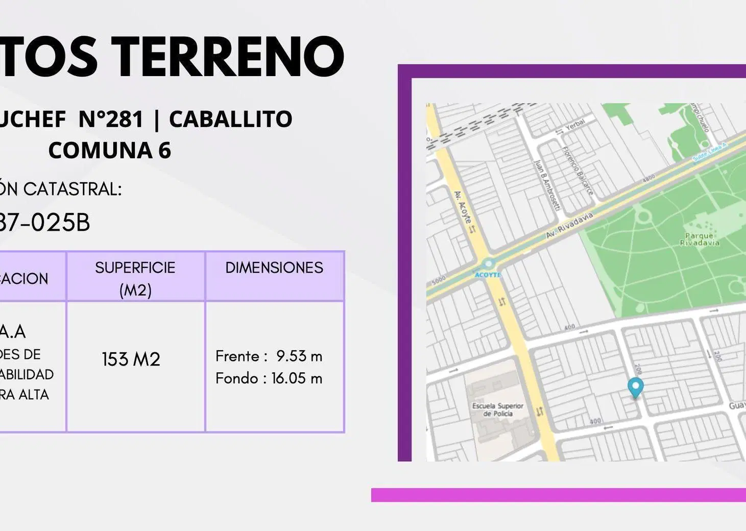 VENTA LOTE TERRENO CABALLITO 1230 mts2 Vendibles 2