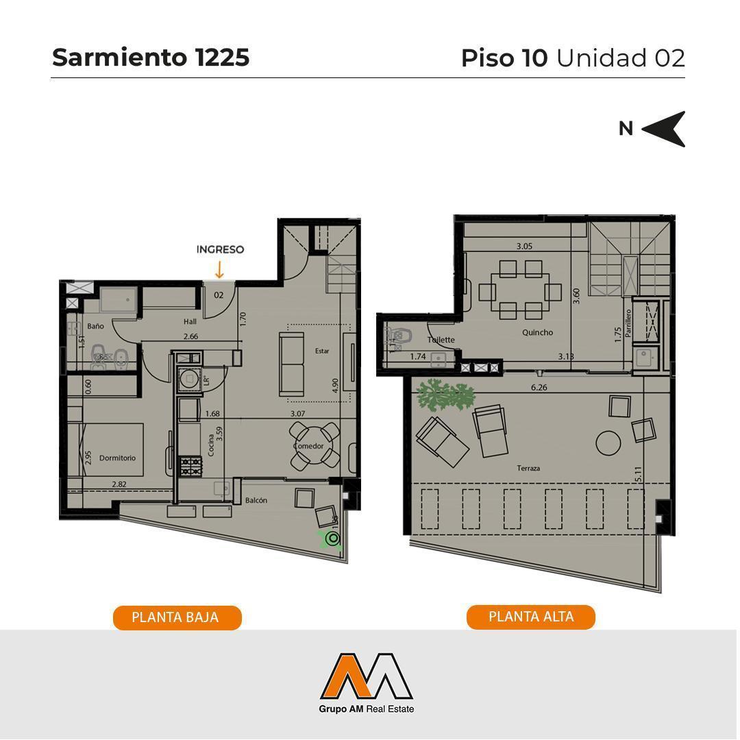 DEPARTAMENTO DE DOS DORMITORIOS DUPLEX VENTA TERRAZA EXCLUSIVA CENTRO ROSARIO