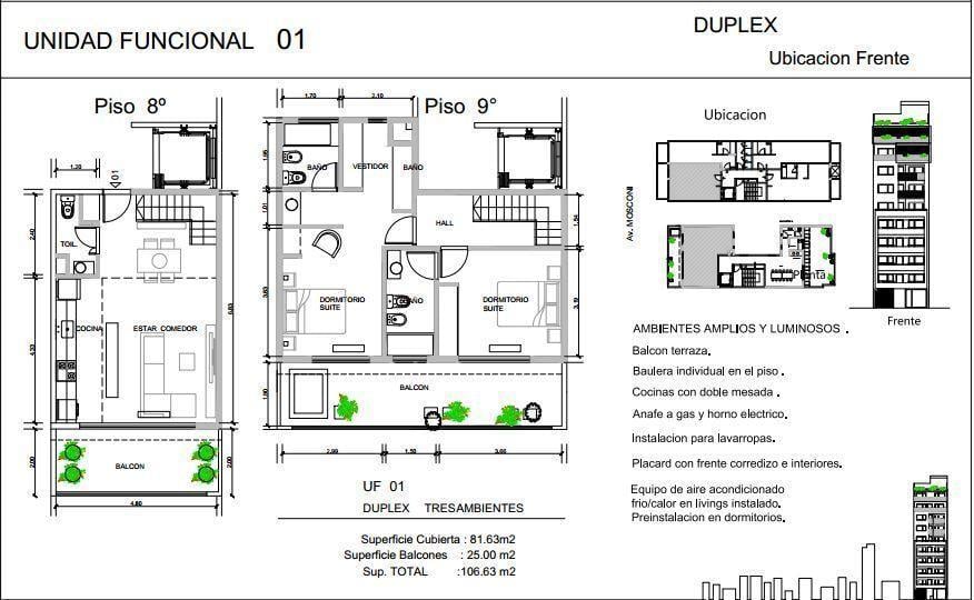 Semipiso Dúplex 3 amb con balcón aterrazado Villa Pueyrredón
