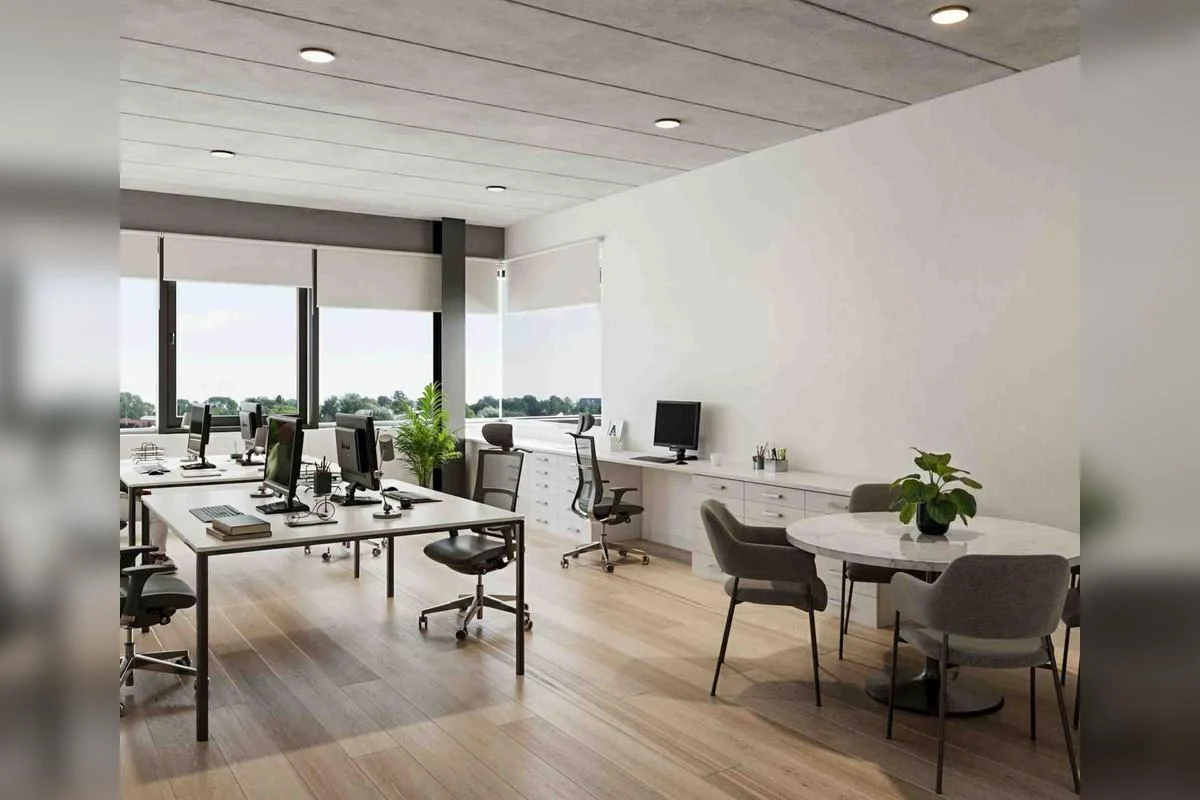 Oficina amplia en Fisherton Plaza con amenities y entrega prevista para diciembre de 2027.
