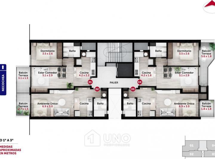 Departamento en construcción de 2 dormitorios con balcón y amenities. Entrega 2028. Posibilidad coch