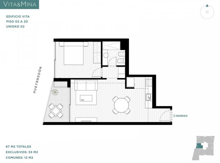 Departamento de 1 dormitorio al frente con amplio balcón y amenities en barrio Lourdes. Entrega en 2
