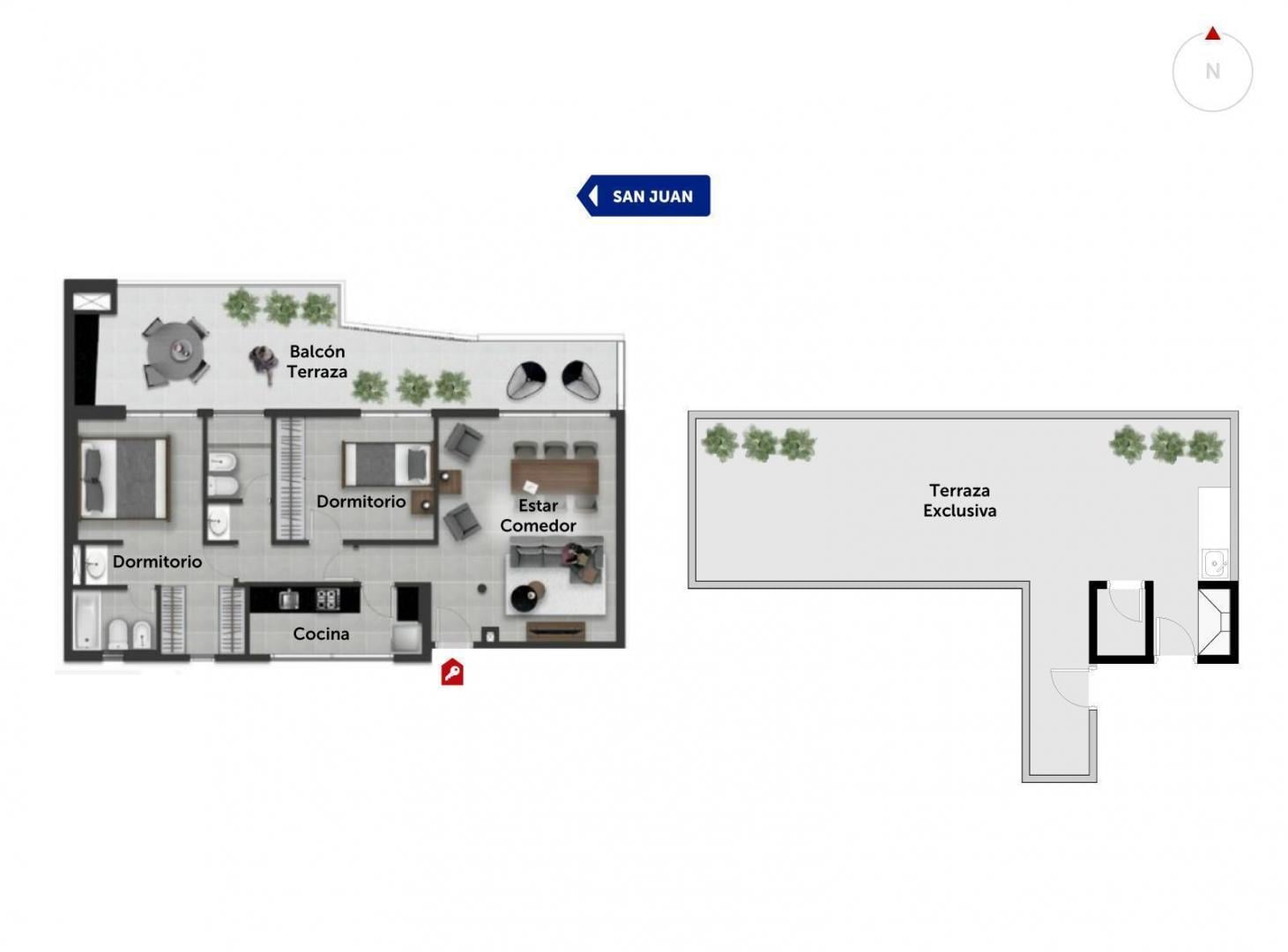 Departamento a estrenar de 2 dormitorios con terraza exclusiva, cochera y amenities en barrio Lourde