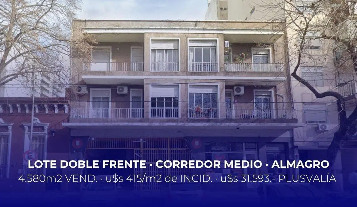 Venta Terreno . Corredor Medio . Lote doble frente . Centro de Manzana . Almagro 5