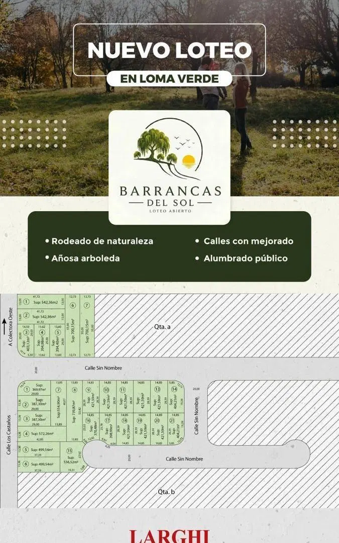 Nuevo loteo abierto "Barrancas del Sol" 1