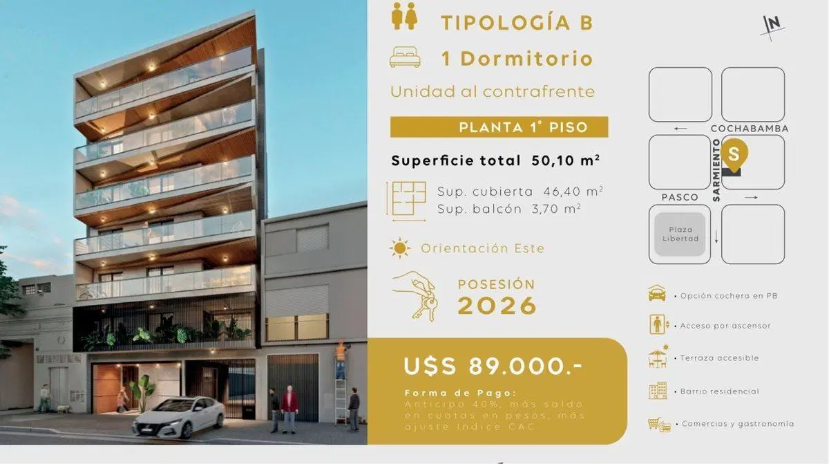 Venta Departamento un dormitorio con balcón 2