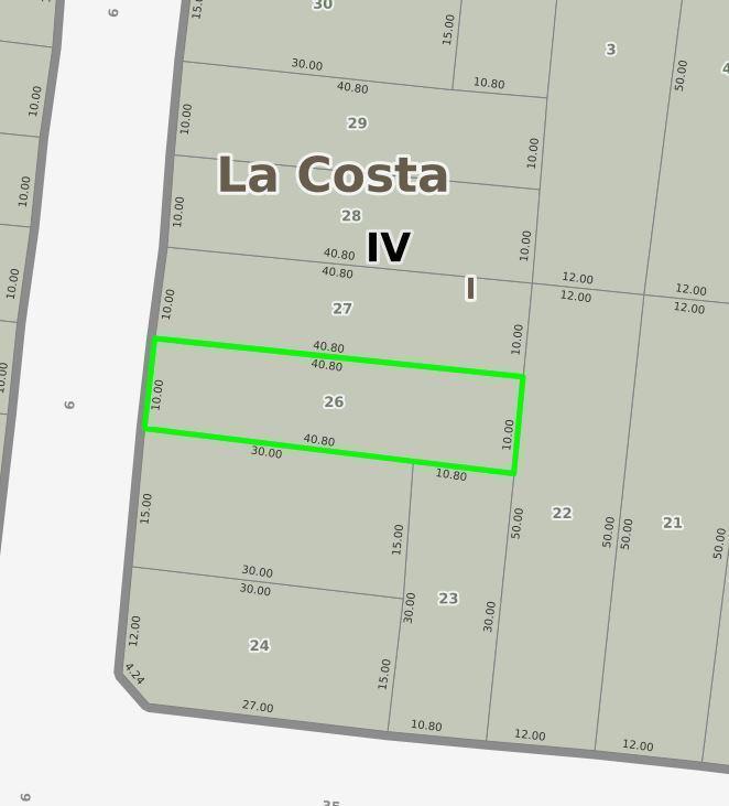 Terreno en venta - 10 x 40.8mts - 408mts2 - Santa Teresita