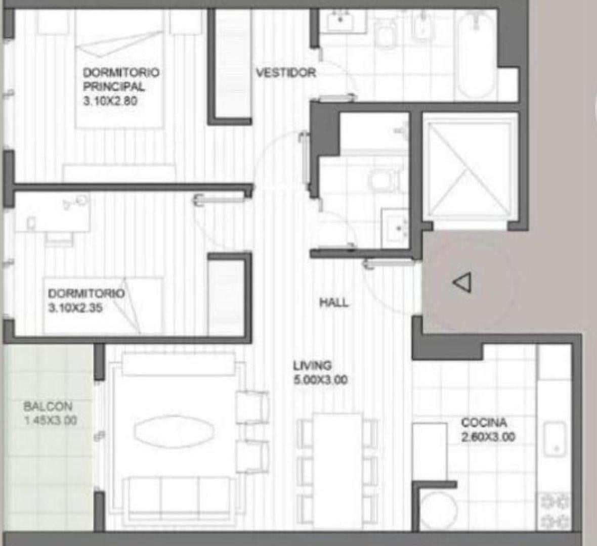 Departamento en venta - 2 Dormitorios 2 Baños - Barracas