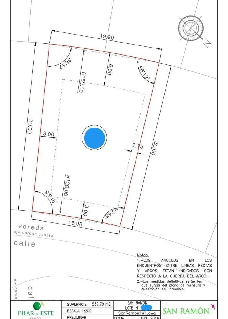 Terreno en venta - 538Mts2 - San Ramón, Pilar
