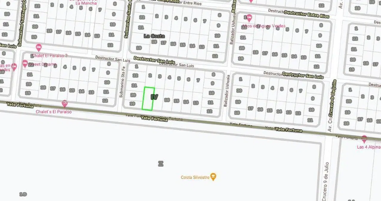 Terreno  venta 15 x 35.92 mts - 539 mts 2 totales- Aguas Verdes 5