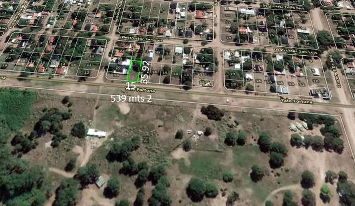 Terreno  venta 15 x 35.92 mts - 539 mts 2 totales- Aguas Verdes 2