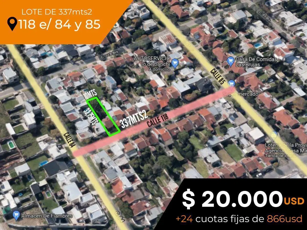 Terreno venta - 337mts2 totales - Villa Elvira [FINANCIADO] 2