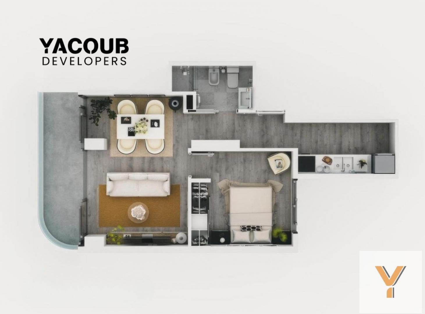 Departamento construcción-venta - 1 dormitorio- 46mts2 - Microcentro, La Plata-pozo-emprendimiento