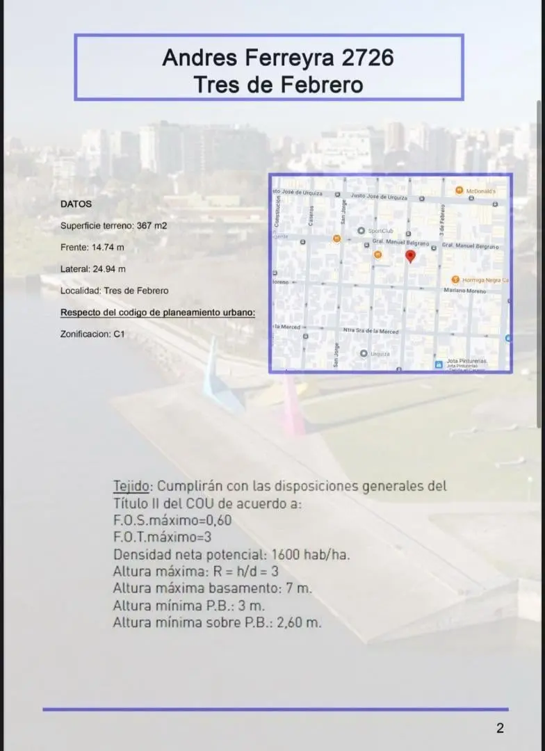 Venta Lote Caseros, Tres de Febrero, Andres Ferreyra 2726 2