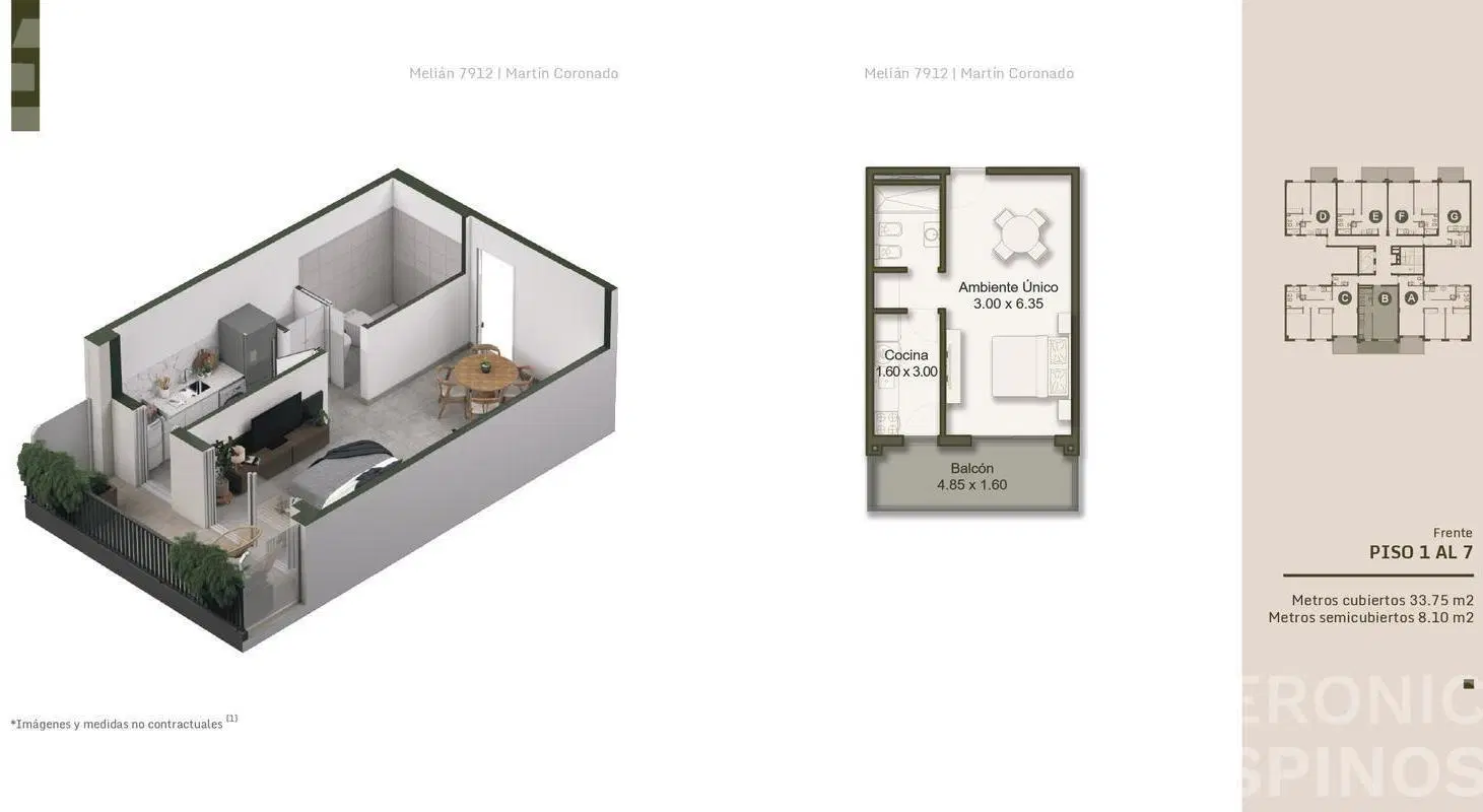 Departamento de un ambiente en venta- Martin Coronado 5