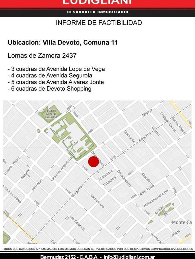 SUSPENDIDO • V DEVOTO CASA S/LOTE 8.66X20.79 PJE L. DE ZAMORA 2437 P/REFAC O EMPRENDIMIENTO