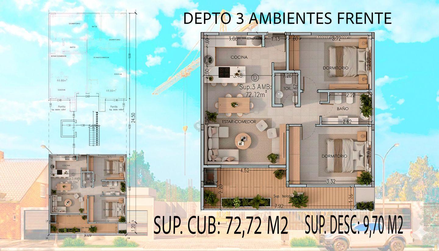 Departamento 3 ambientes. | GUIDO 1268