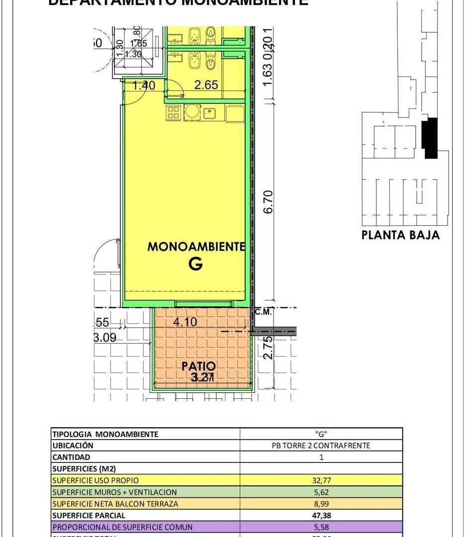Dpto en venta en Martin, Rosario Monoambiente c/ patio!