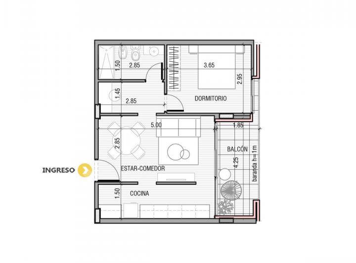 Venta departamento 1 dormitorio Funes Galinda