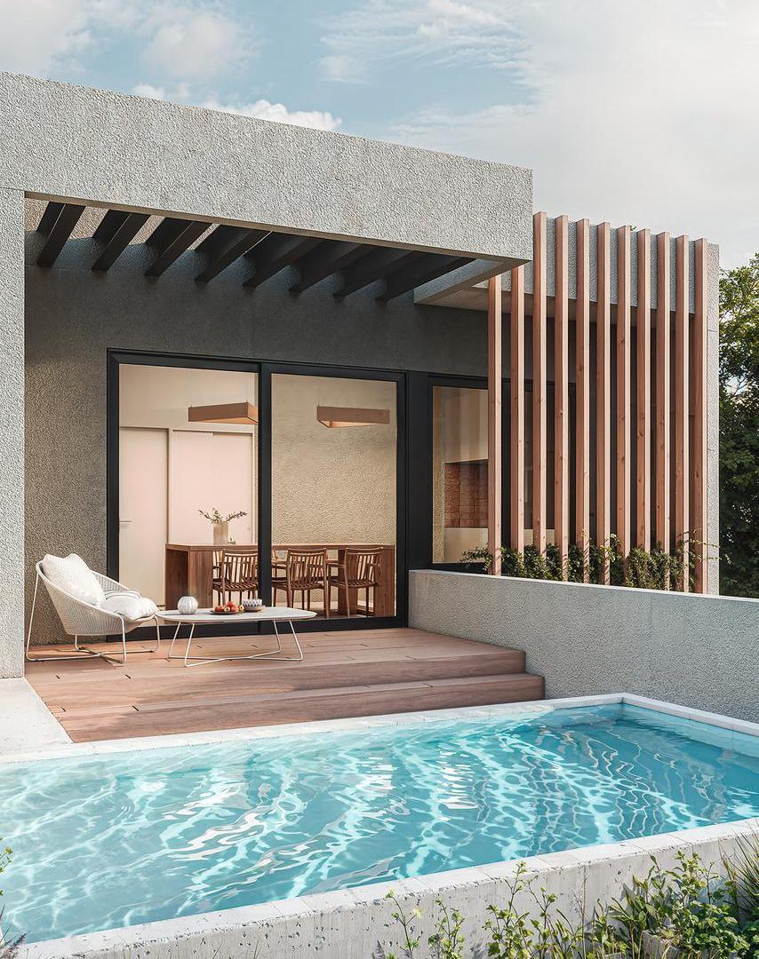 Venta / permuta | Casa pasillo 3 dormitorios con terraza y piscina | Pichincha, Rosario