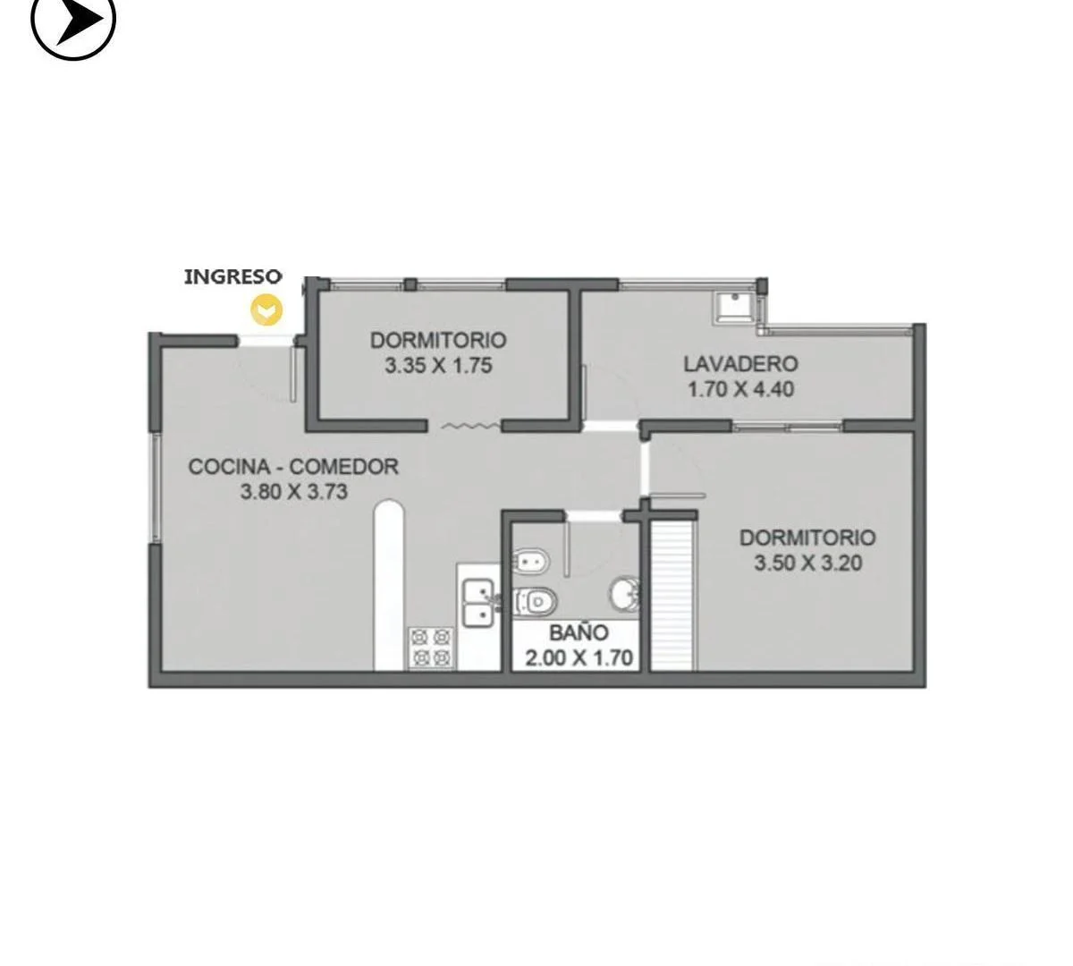 Venta - PH departamento pasillo 2 dormitorios - Barrio Lourdes, Rosario.