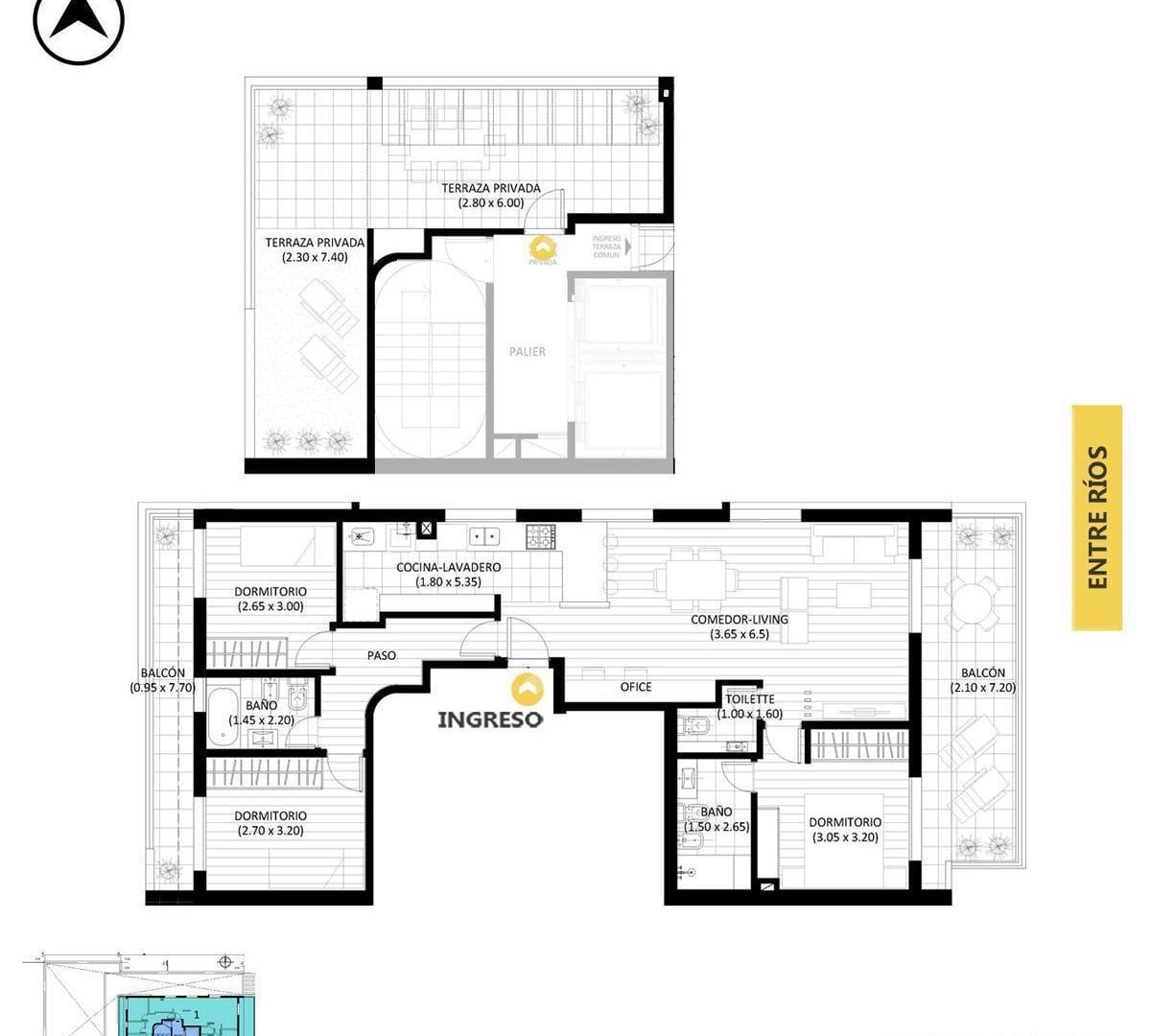 Venta / permuta - Departamento 3 dormitorios con terraza privada y balcón - Abasto, Rosario.